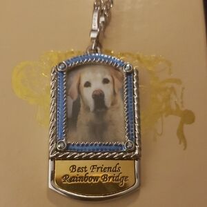 Kirks Folly Blue and Gold Dog Photo Pendant